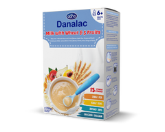 Danalac Cereale Grau & 5 Fructe, cu lapte, 6 m+, 250g