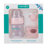 mamajoo Mini set cadou roz pudrat, Biberon 150ml, Suzeta si cutie de depozitare