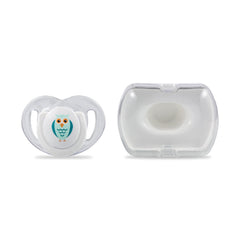 mamajoo Suzeta cu design ortodontic din silicon si cutie de depozitare, Bufnita & cutie alba 6 m+, 1 buc