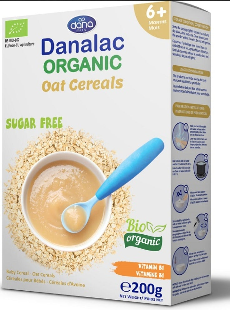Danalac Bio Organic Cereale Ovaz 6 m+, 200g, fara zahar