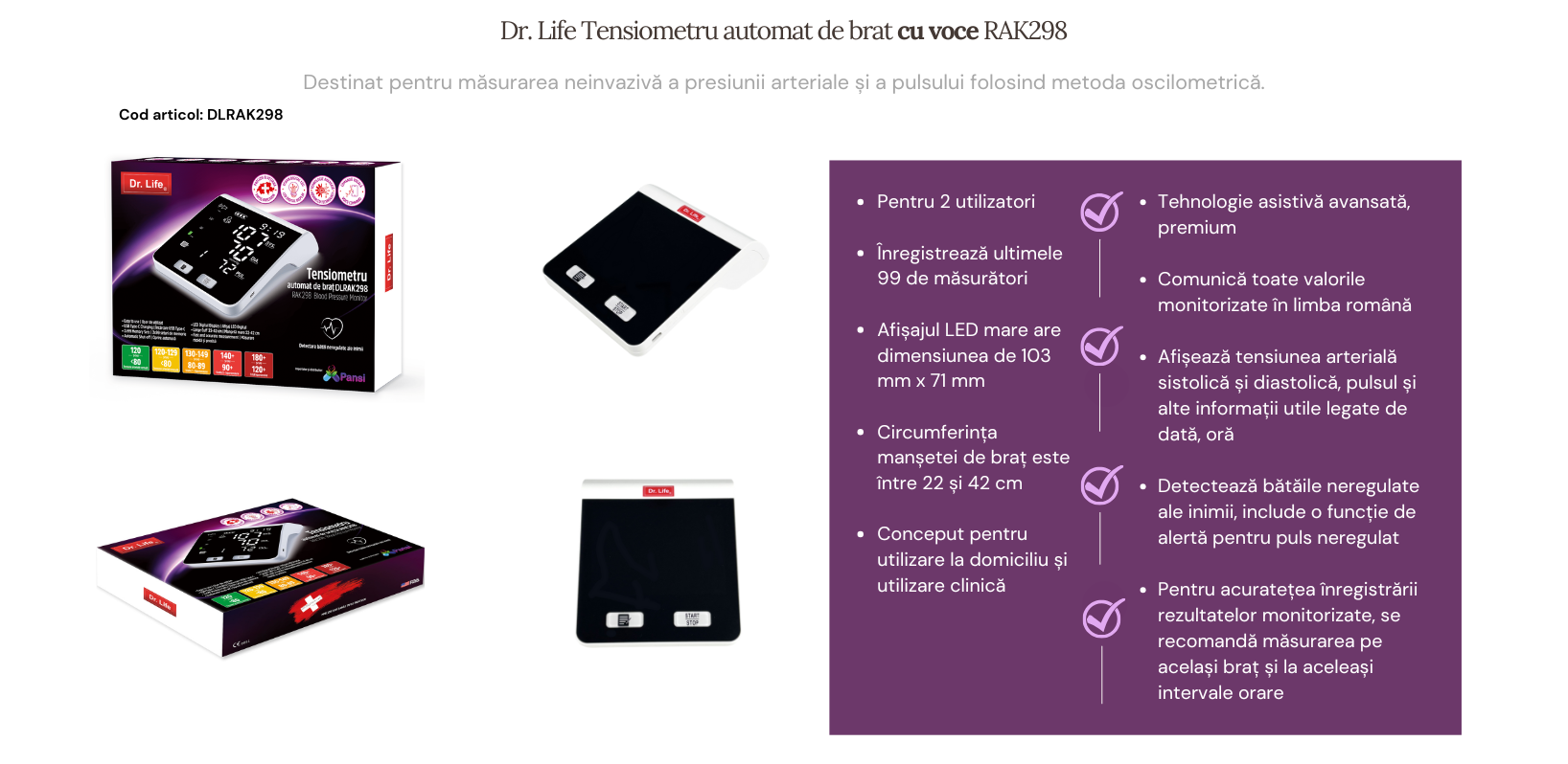 Dr.Life Tensiometru automat de brat cu voce RAK298
