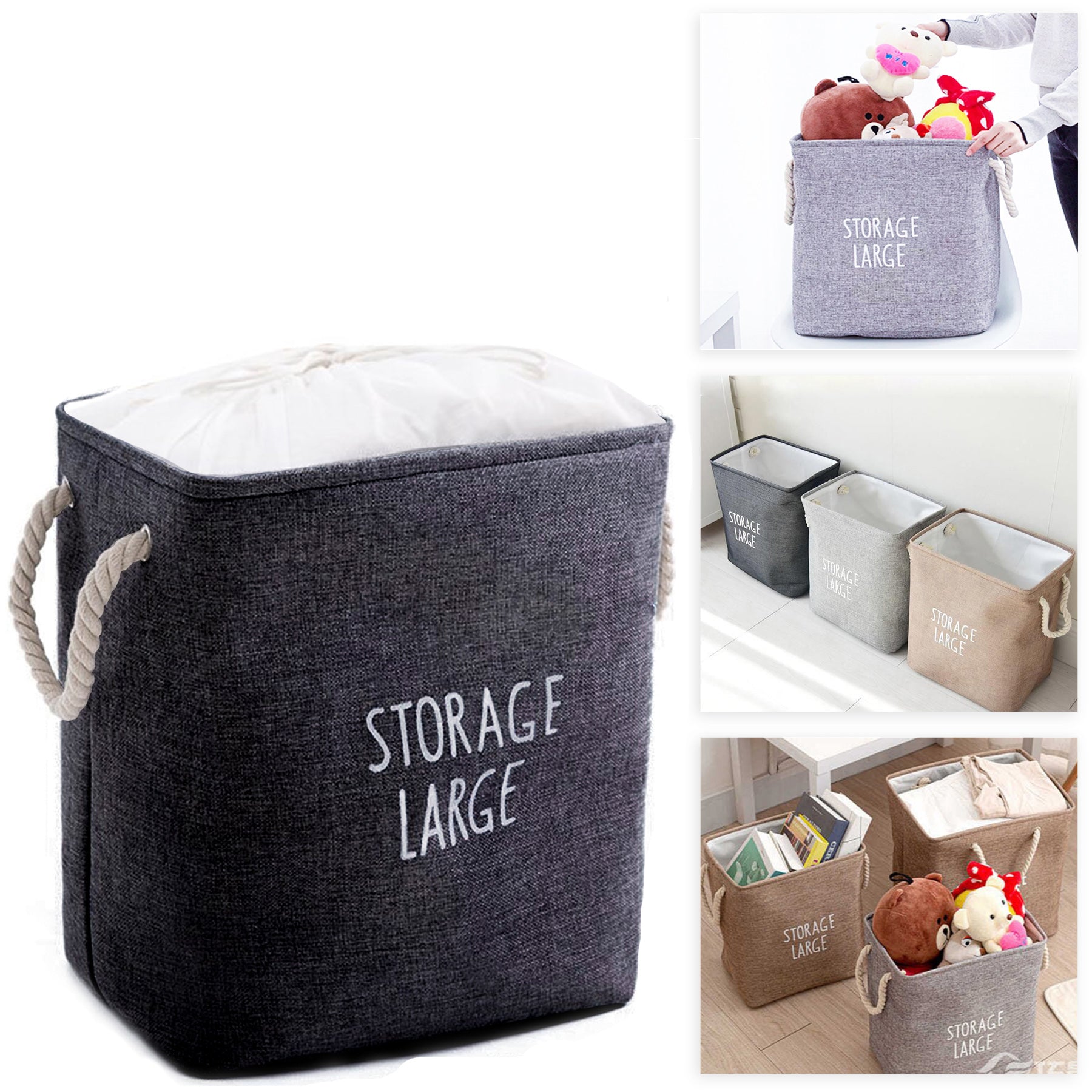 Cos de rufe pliabil, WAYA, Bumbac canvas, 18 l, Gri inchis