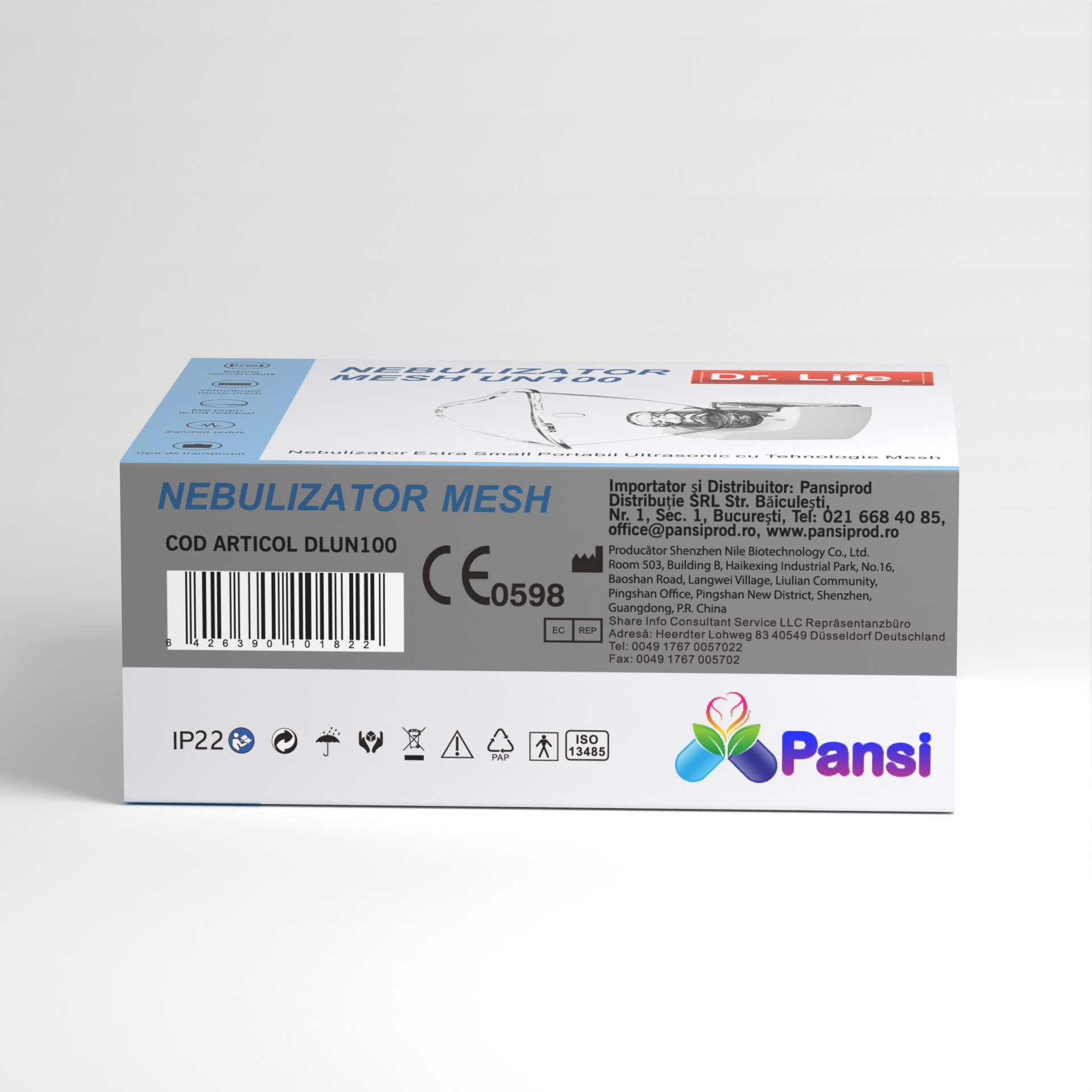 Dr. Life Nebulizator Extra Small Portabil Ultrasonic cu Tehnologie Mesh