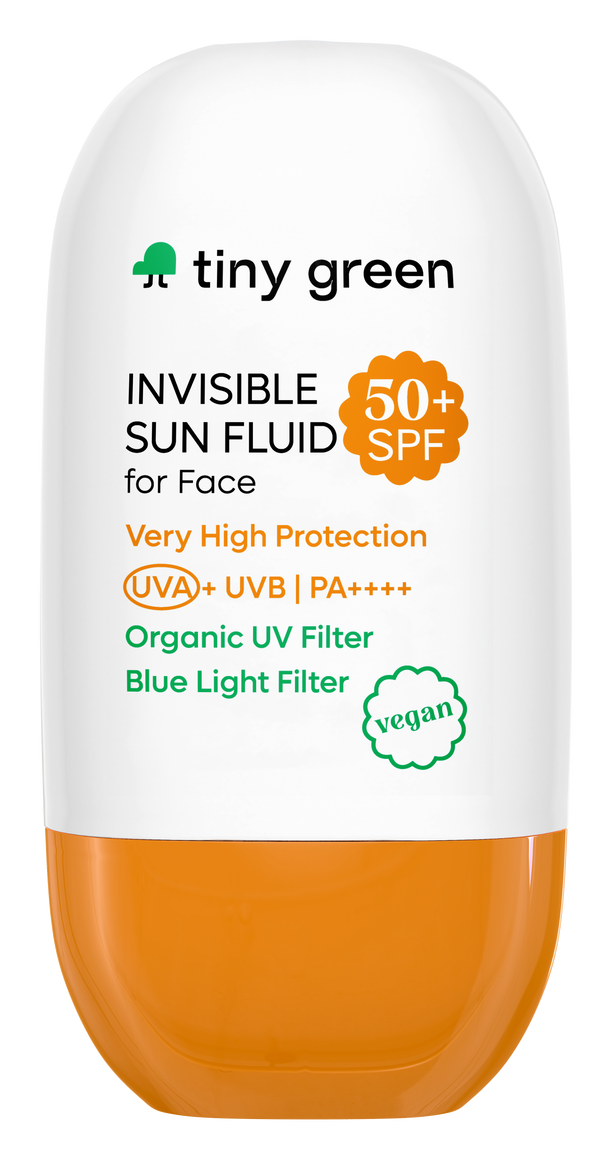 Tiny Green crema fluidă solară, invizibila 50+ SPF, vegană 50 ml