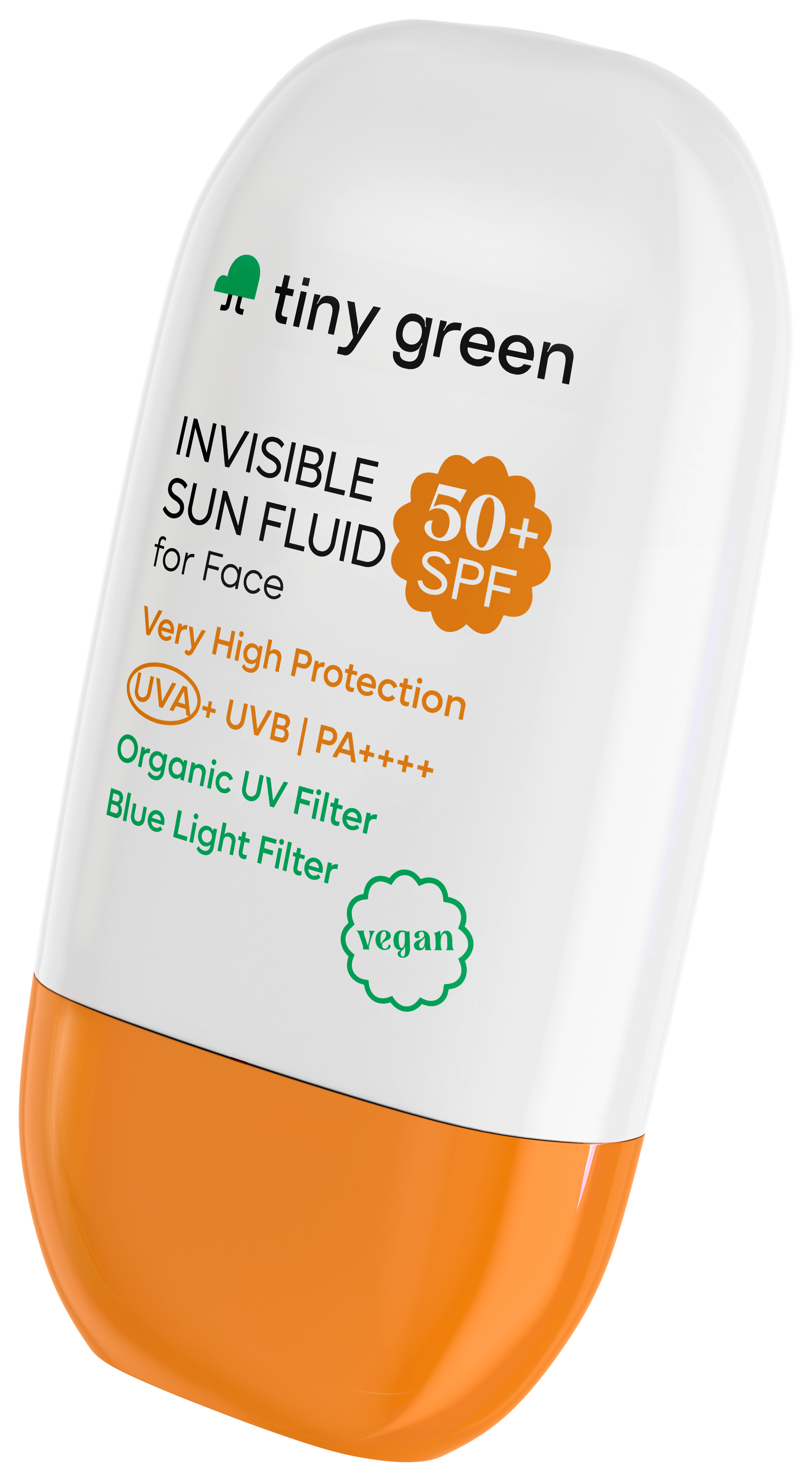 Tiny Green crema fluidă solară, invizibila 50+ SPF, vegană 50 ml