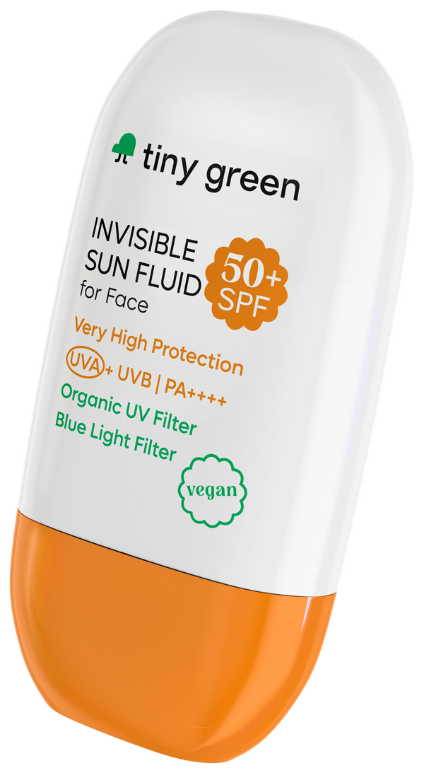 Tiny Green crema fluidă solară, invizibila 50+ SPF, vegană 50 ml