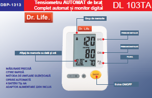 Dr. Life Tensiometru pentru brat cu adaptor DL103TA