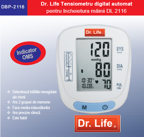 Dr. Life Tensiometru pentru incheietura mainii DL2116 Imagine principală a produsului