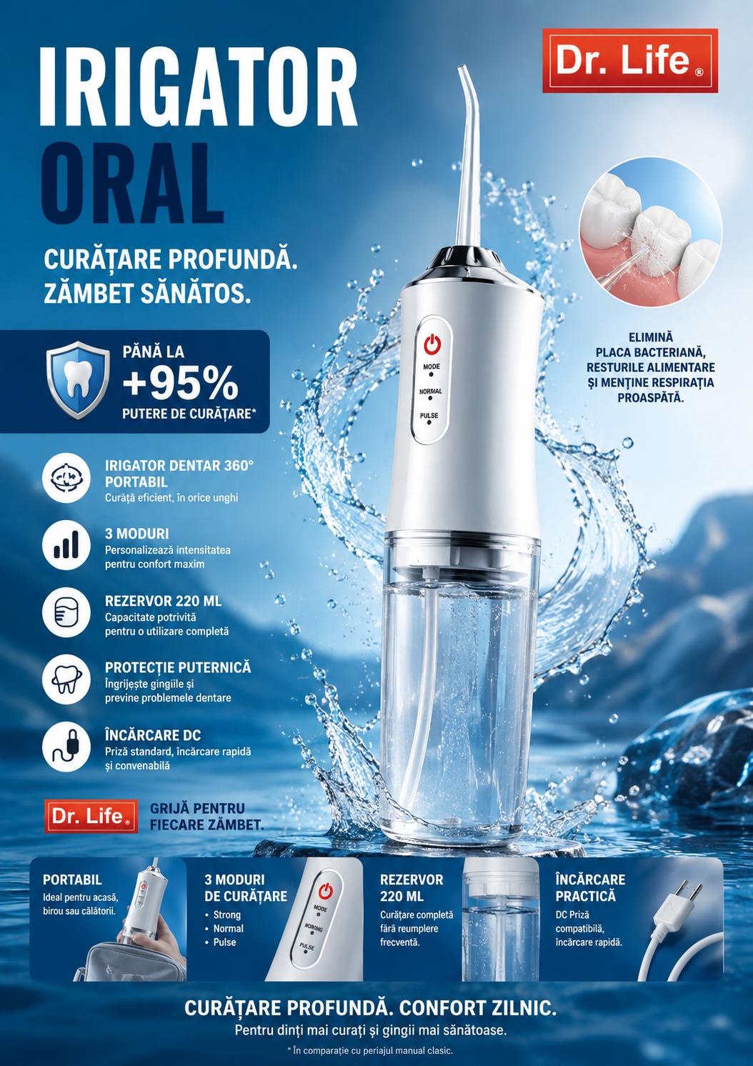 Dr. Life Irigator oral 360 grade - portabil Imagine principală a produsului