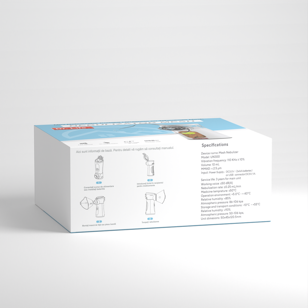 Dr. Life Mini Nebulizator Portabil Ultrasonic cu Tehnologie Mesh