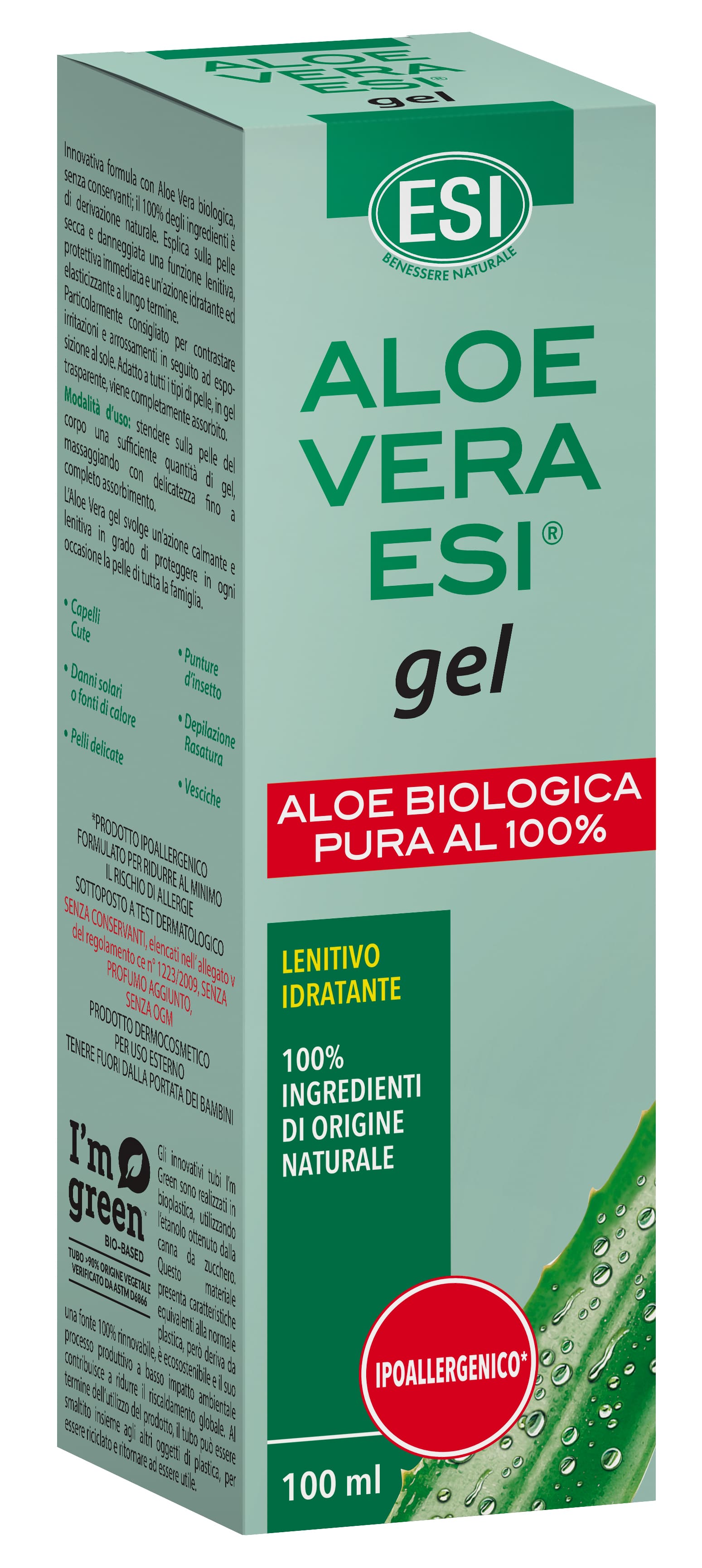 ESI Aloe Vera Organic, Gel, 100% Pur, 100 ml Imagine principală a produsului