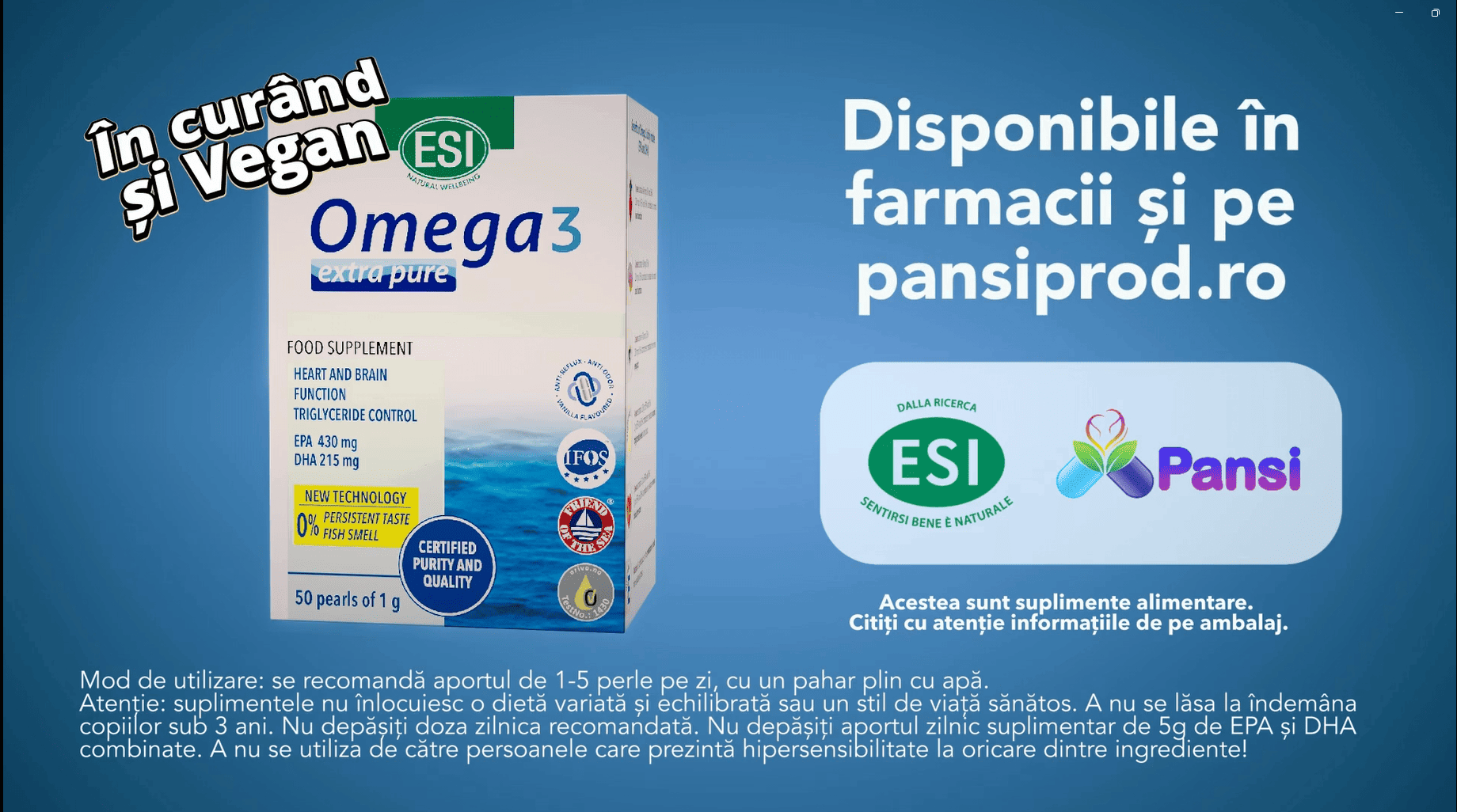 ESI Omega 3-6-7-9 Vegan x 120 capsule gelatinoase moi (perle)
