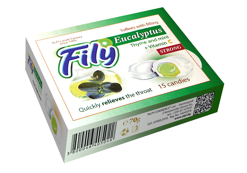 ALPI FILY EUCALYPTUS Bomboane umplute cu ulei esential de eucalipt si vitamina C, 70 g