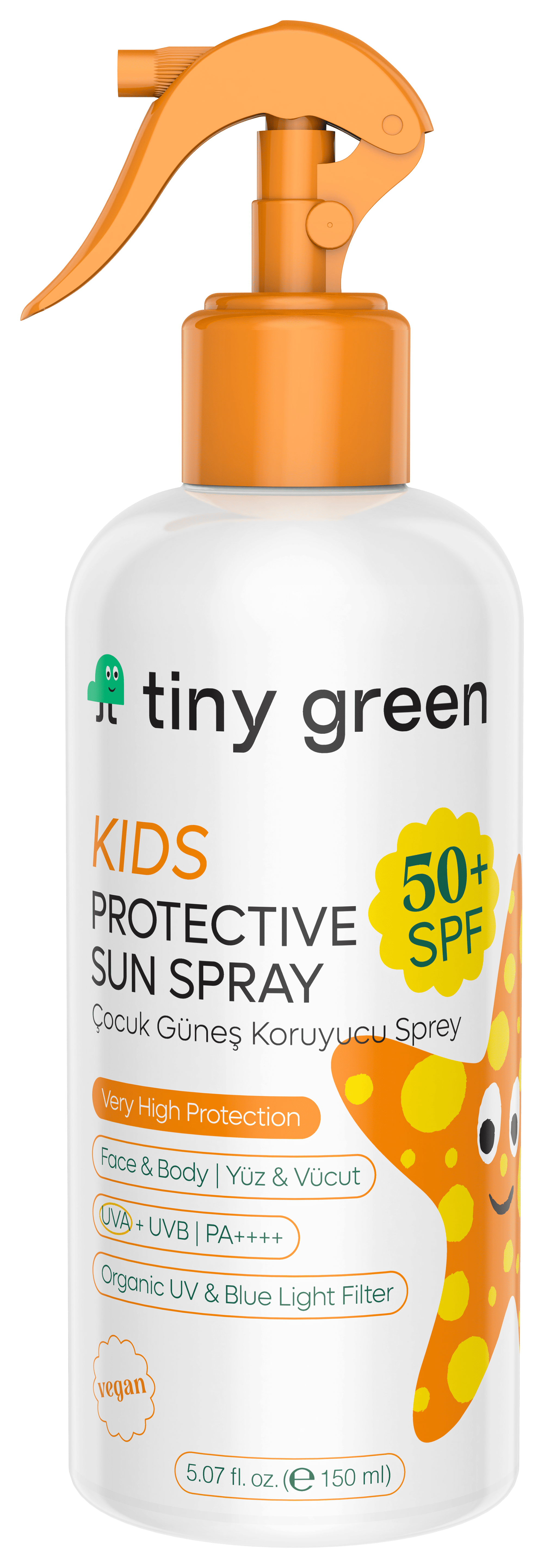 Tiny Green Spray de protecție solară pentru copii, 50+ SPF, vegană, 150 ml Imagine principală a produsului