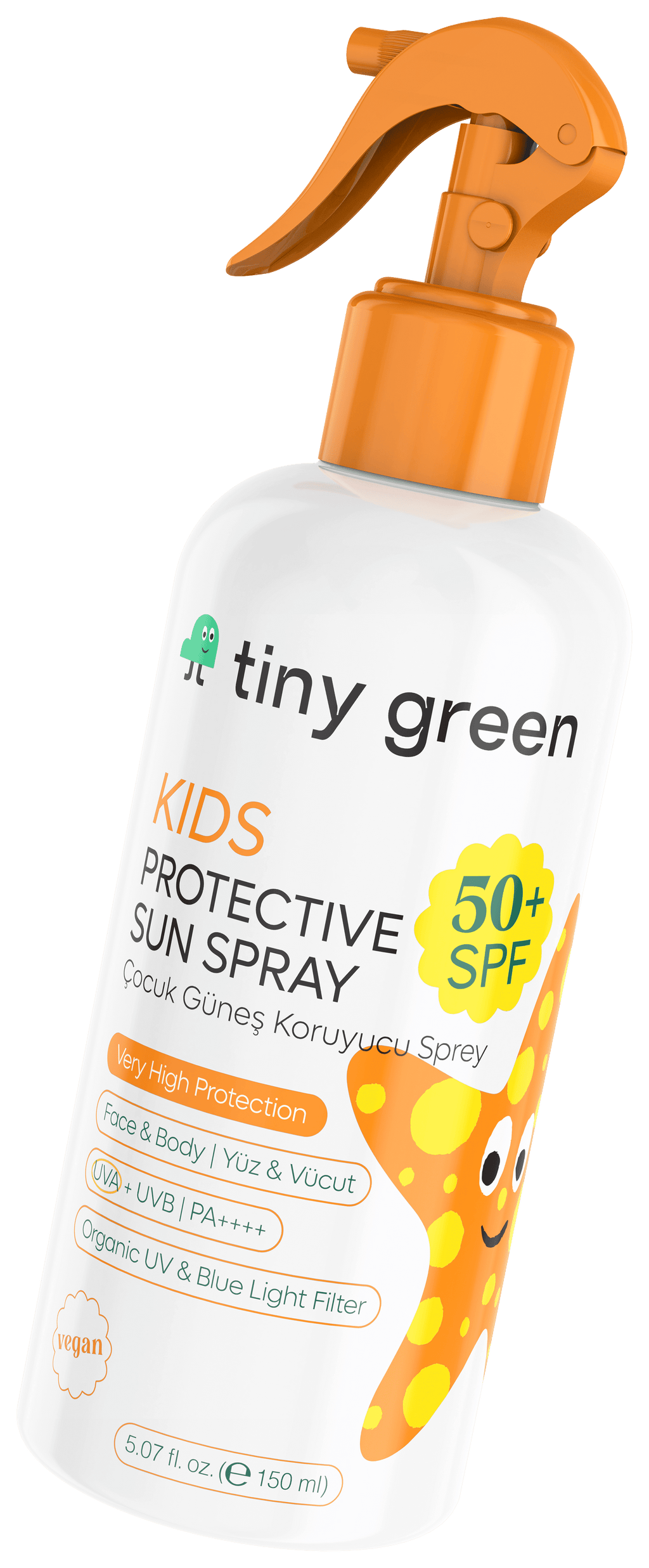 Tiny Green Spray de protecție solară pentru copii, 50+ SPF, vegană, 150 ml