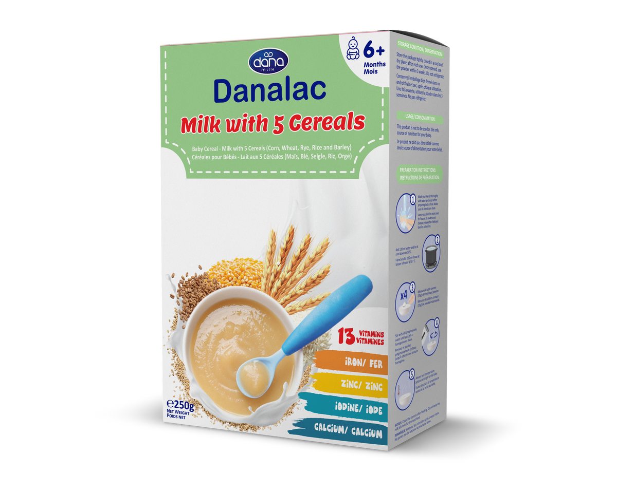 Danalac Cereale 5 Cereale, cu lapte, 6 m+, 250g