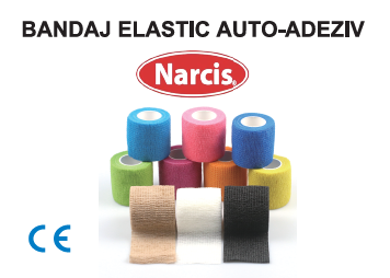 Narcis bandaj elastic autoadeziv  10cm x 4.5m verde, galben, rosu, alb, albastru