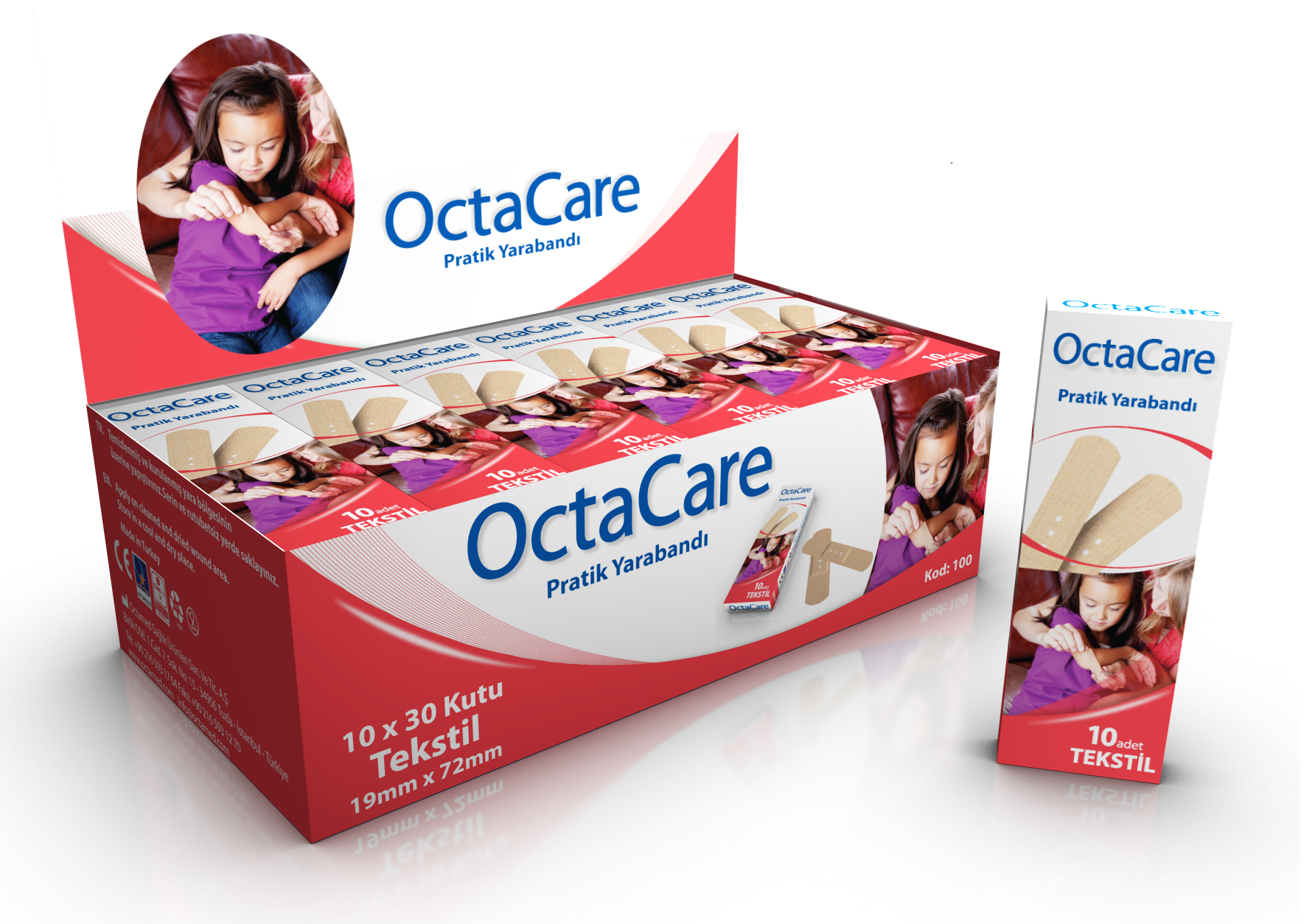 OctaCare Plasturi prim ajutor textil 19mm x 72mm Imagine principală a produsului