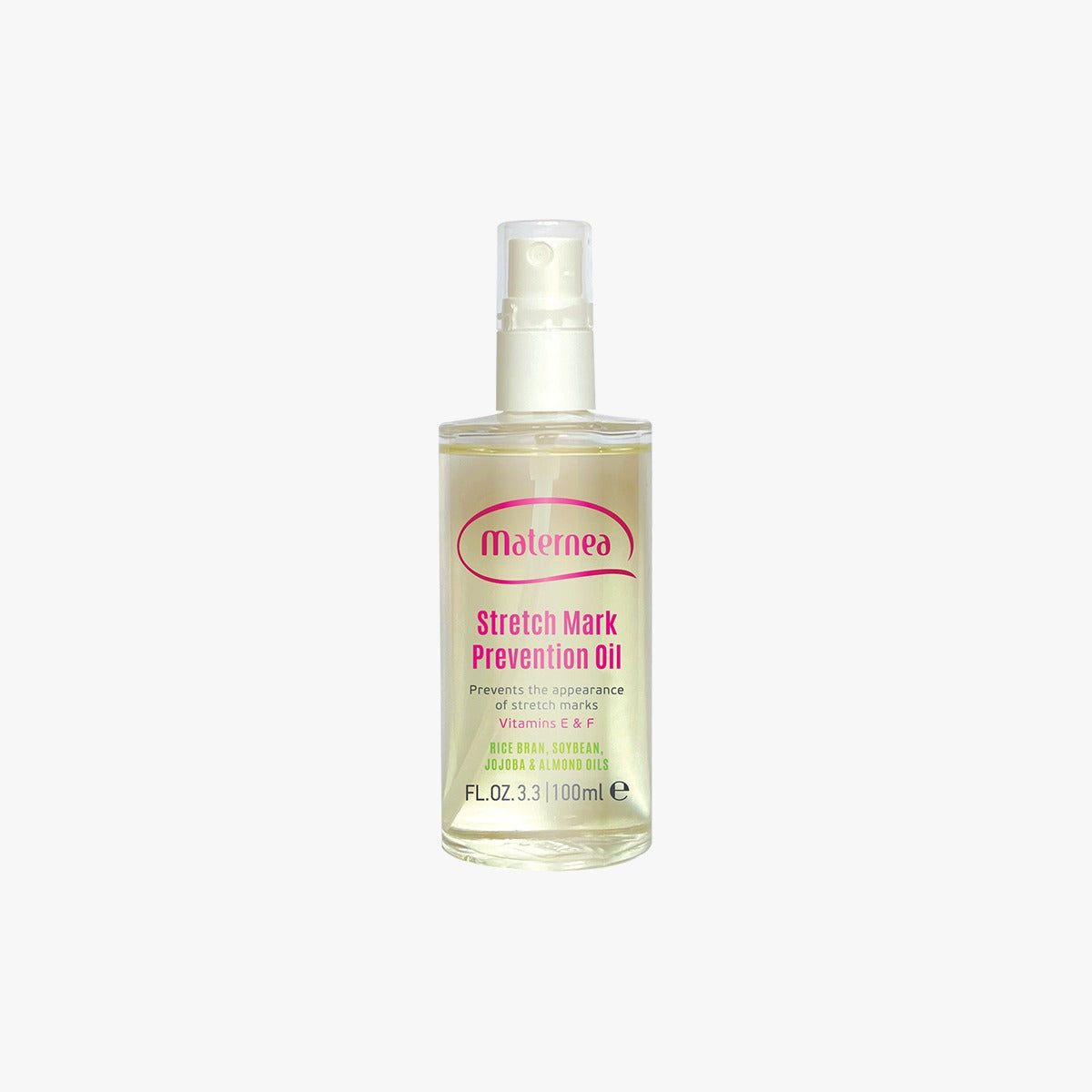 Maternea Spray ulei de prevenire a vergeturilor cu Vit E si F - Rice Bran, Soybean, Jojoba & Almons Oils, 100ml Imagine secundară a produsului