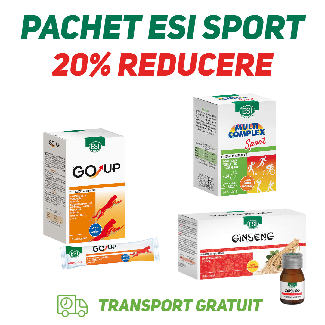 ESI Pachet Sport: Energie Naturală cu Ginseng, Multicomplex Sport și Go Up - Reducere 20%