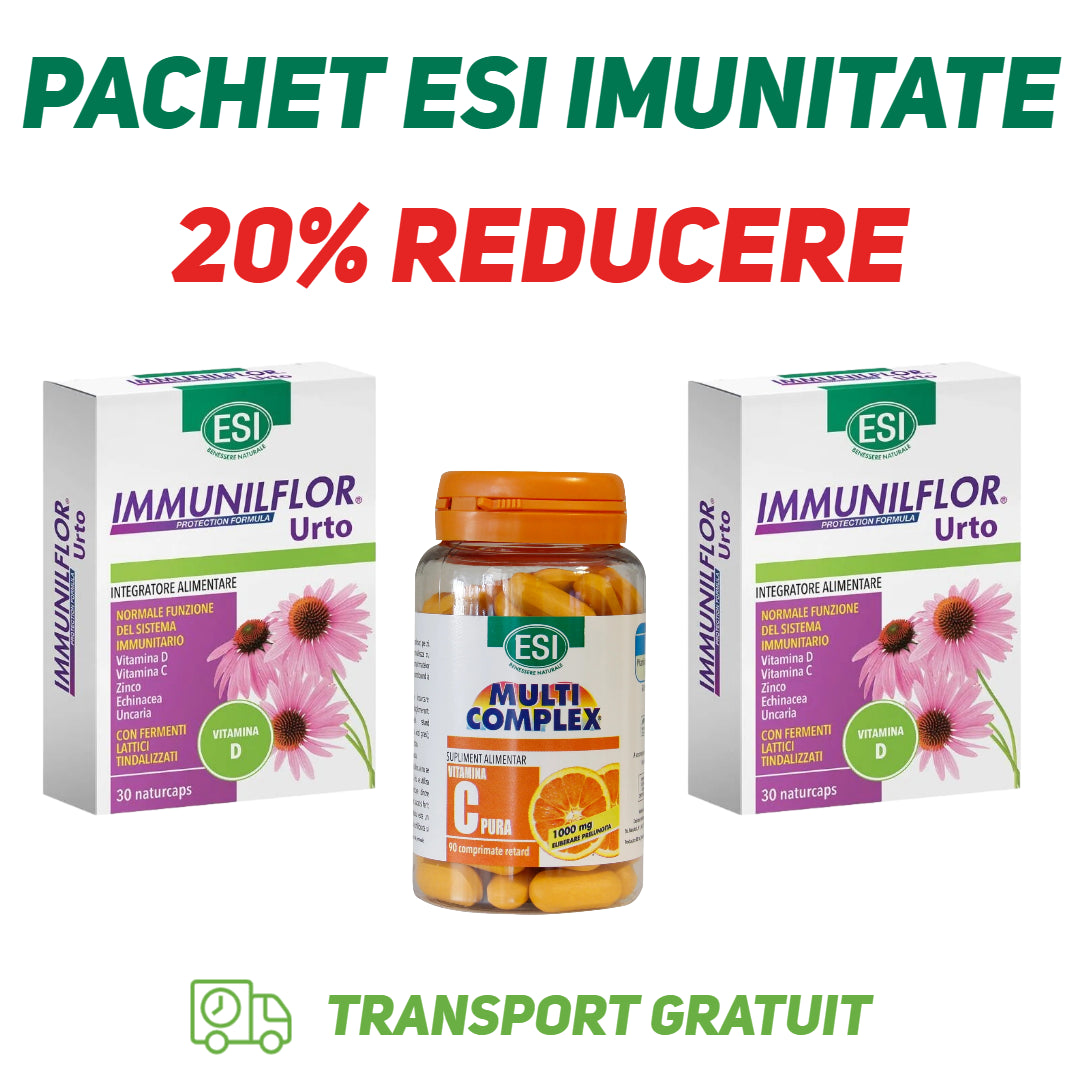 ESI Pachet Imunitate: 2 + 1 Immunilflor Urto si Vitamina C 1000 mg 90 cps Imagine principală a produsului