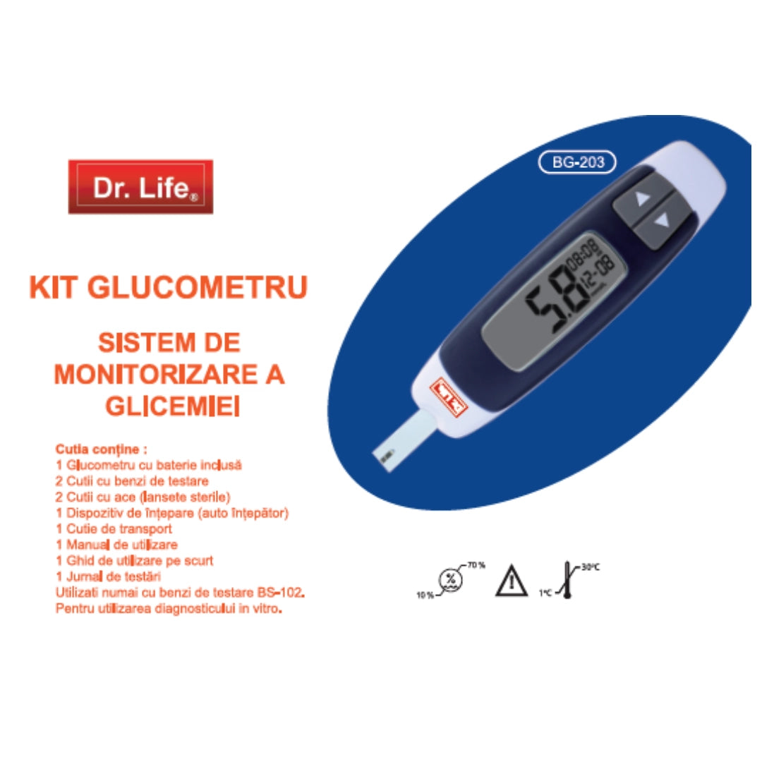 Dr. Life Kit Glucometru (2 cutii teste, 2 cutii ace, 1 glucometru) Imagine principală a produsului
