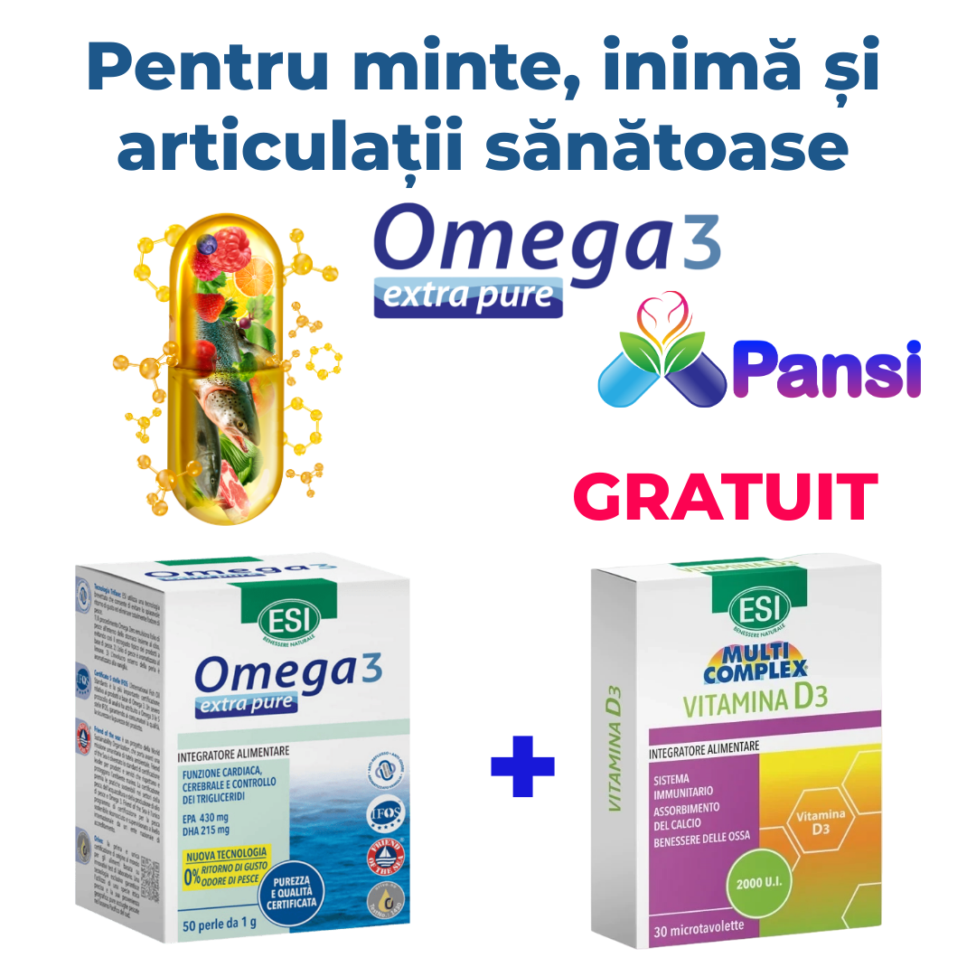 ESI Omega3 x 50 capsule si Vitamina D3 2000 UI- Ofertă Specială Pachet Promtional