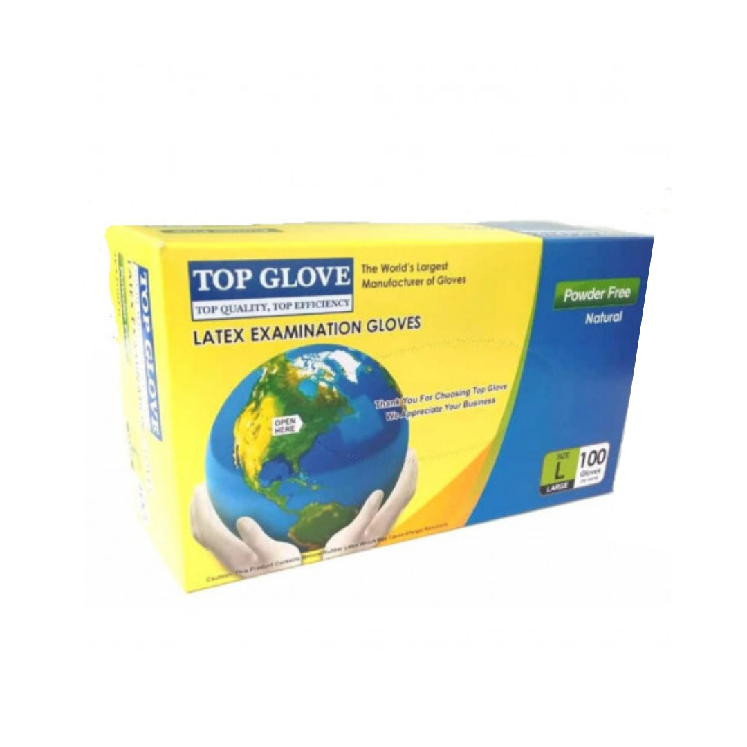 Top Glove Manusi examinare, marimea L, latex alb nepudrate Imagine principală a produsului