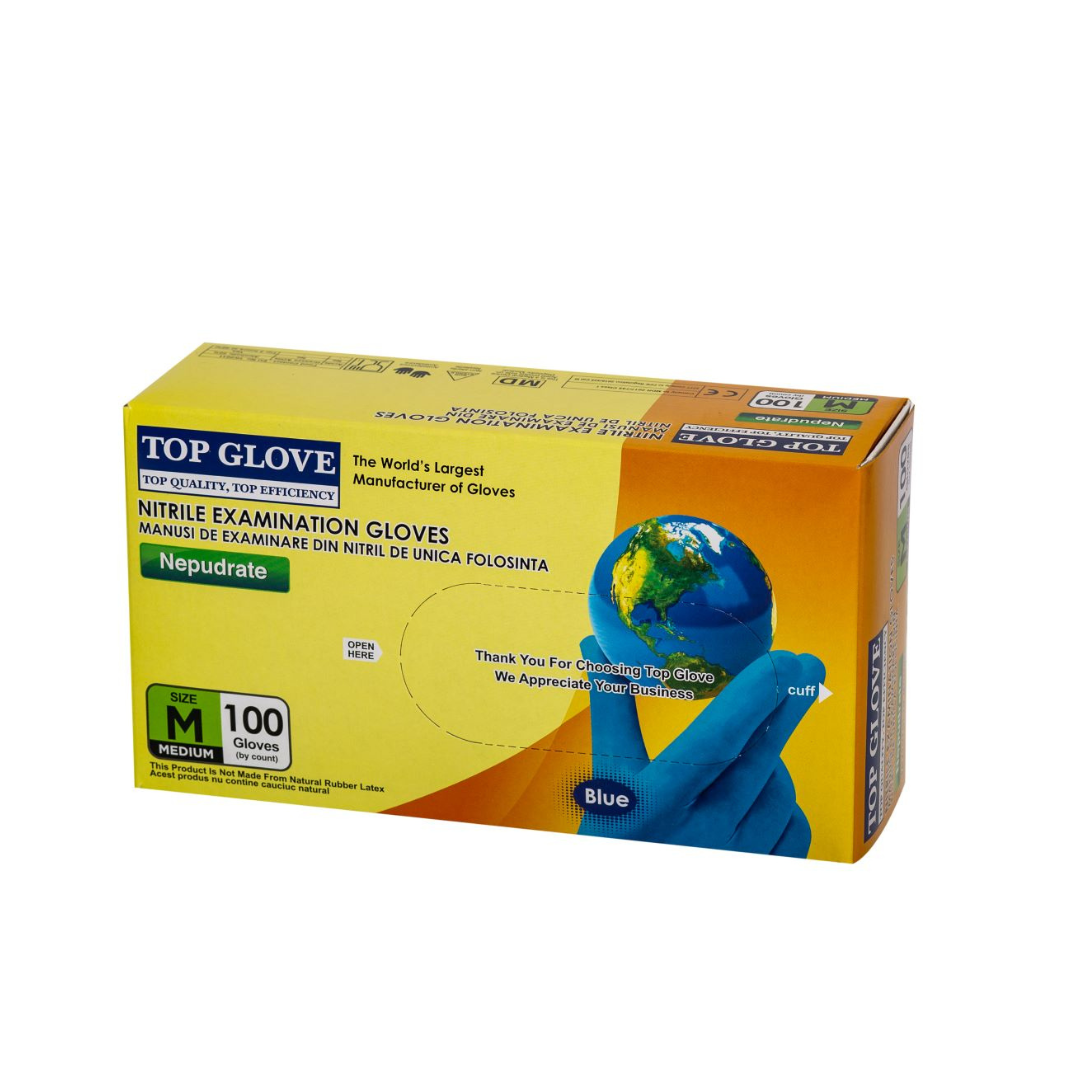 Top Glove Manusi examinare M nitril albastru nepudrate Imagine principală a produsului