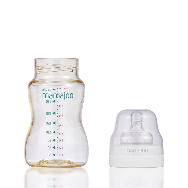 mamajoo Biberon Gold 250 ml & tetina silicon anti-colici nr.2 - M