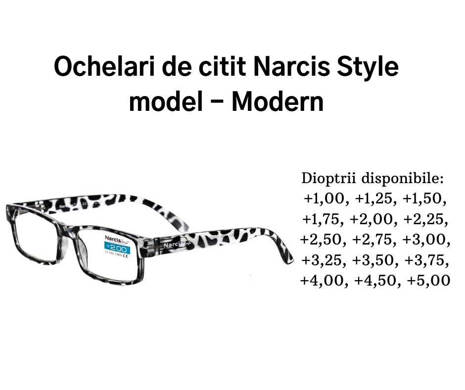 Ochelari de citit modern Narcis Style dioptrii disponibile de la +1,00 la +5,00