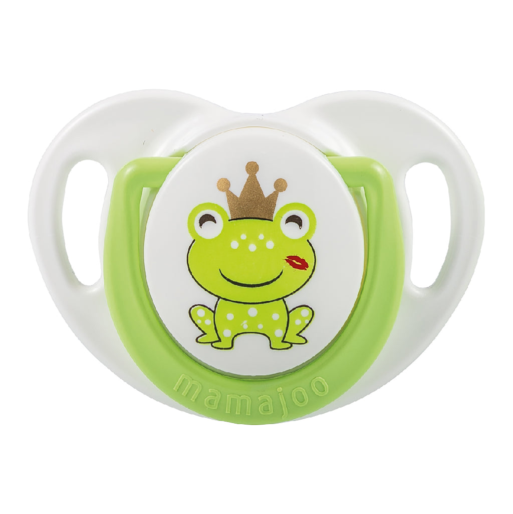 mamajoo Suzeta ortodontică din silicon si cutie de depozitare, Frog -  6 luni