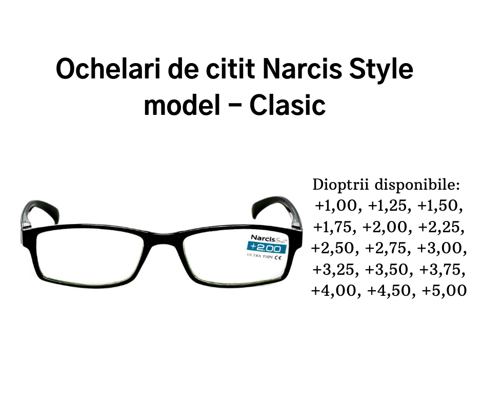 Ochelari de citit clasici Narcis Style dioptrii disponibile de la +1,00 la +5,00