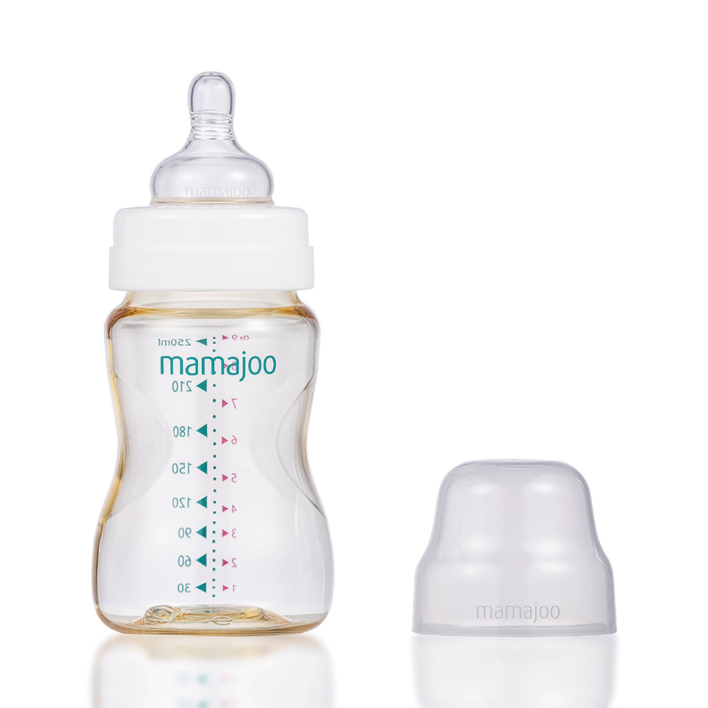 mamajoo Biberon Gold 250 ml & tetina silicon anti-colici nr.2 - M