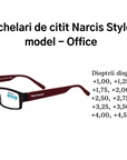 Ochelari de citit office Narcis style dioptrii disponibile de la +1,00 la +5,00