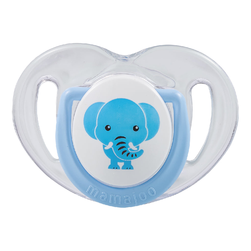 mamajoo Suzeta ortodontica din silicon si cutie de depozitare, Elefant - 6 luni