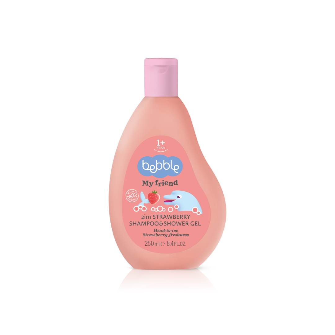 Sampon si Gel de dus pentru baita 2 in 1 BEBBLE My Friend,  cu aroma de capsune Imagine principală a produsului