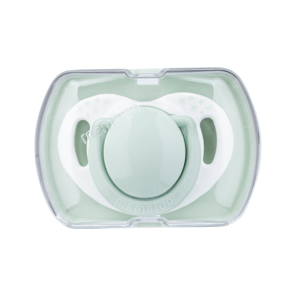 mamajoo Mini set cadou verde praf, Biberon 250ml, Suzeta si cutie de depozitare, 3 buc