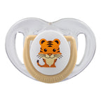 mamajoo Suzeta cu design ortodontic din silicon si cutie de depozitare, Tigru & cutie ecru 6 m+, 1 buc