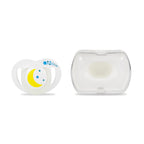 mamajoo Suzeta cu design ortodontic din silicon si cutie de depozitare, Luna si stelele & cutie alba 0m+, 1 buc