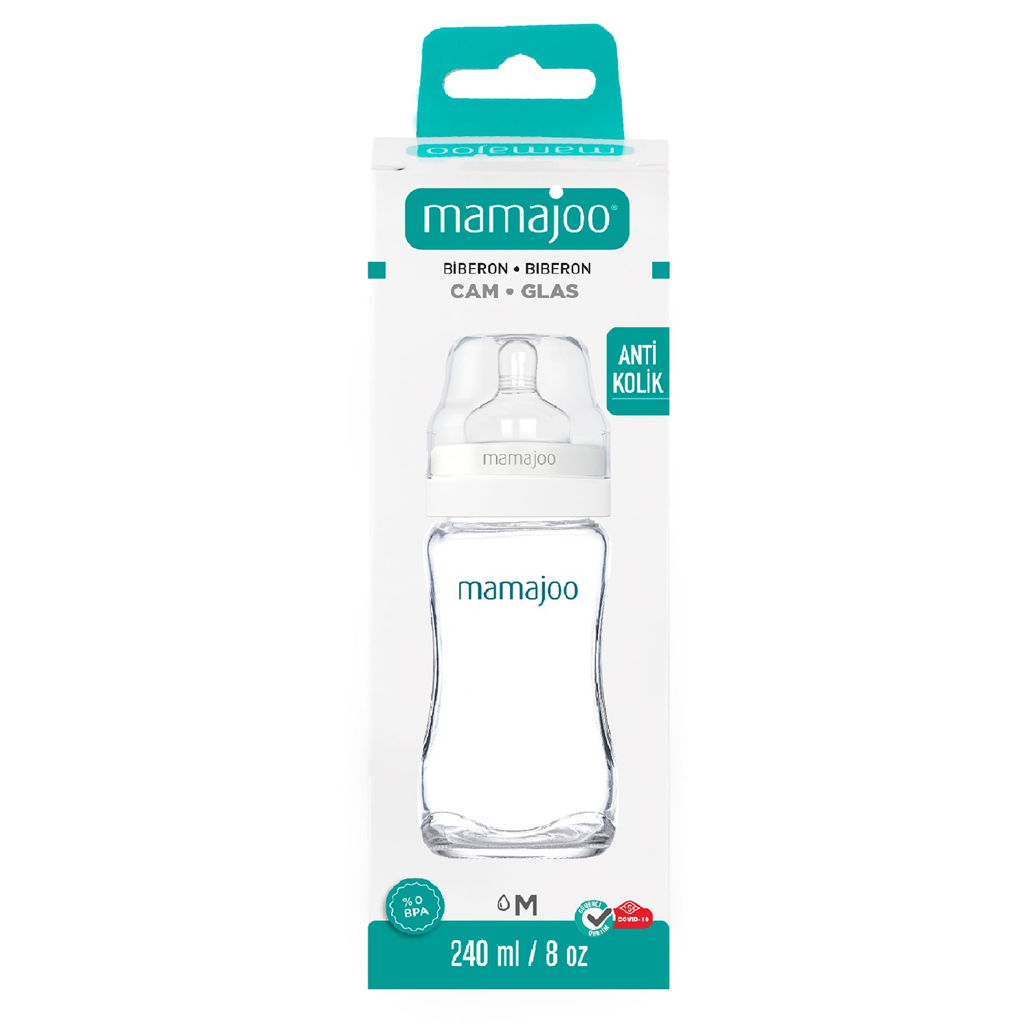 mamajoo Biberon 240 ml &amp; tetina silicon anti-colici nr.2 / M, 1 bucata
