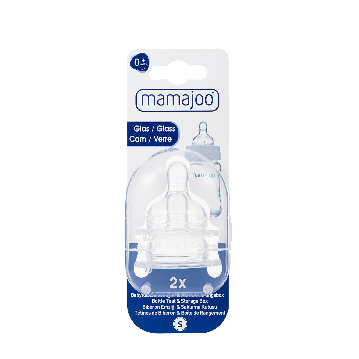 mamajoo Pachet x 2 tetine de silicon anti-colici nr.1 / S 0m+ & cutie de depozitare, 2 buc Imagine principală a produsului