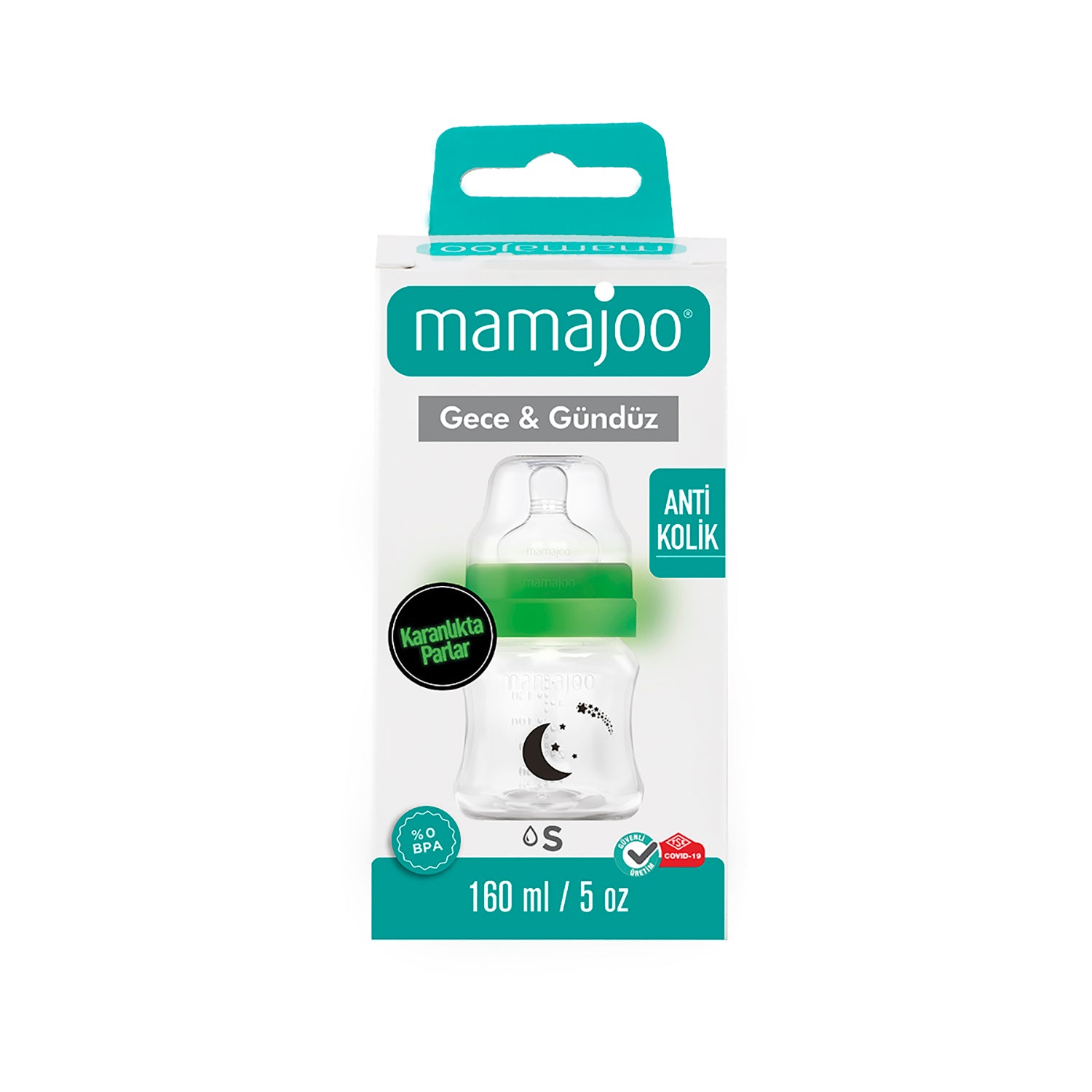 mamajoo Biberon Night&Day 160ml & tetina anti-colici nr.1 /S, 1 bucata