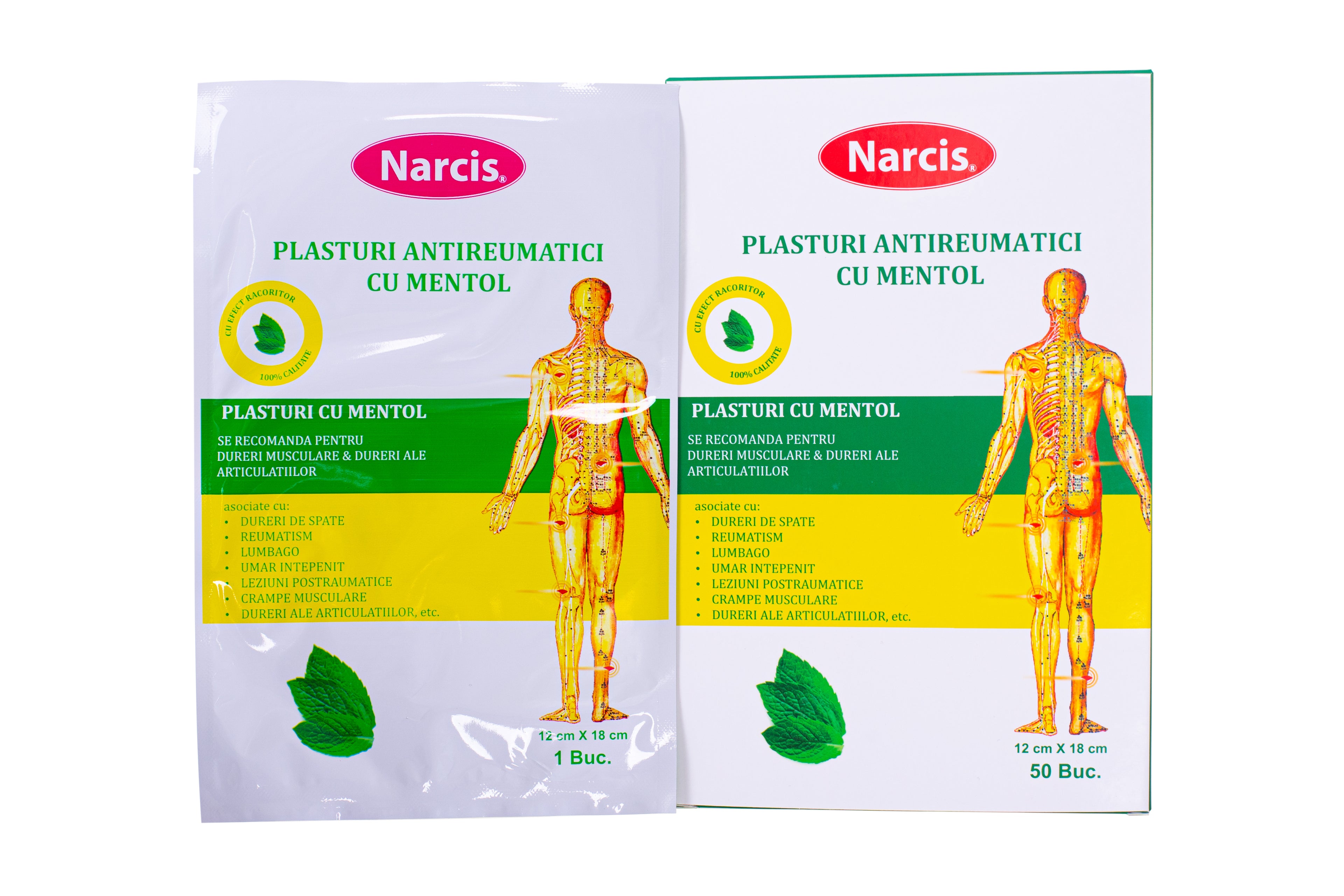 Narcis Plasturi antireumatici 12*18cm mentol (50 buc / amb.)
