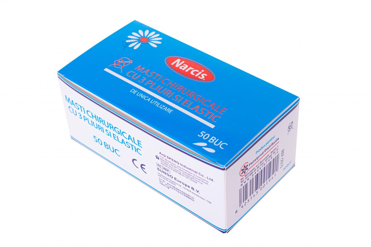 Narcis Masca chirurgicala 3 straturi, 50 buc, Narcis Imagine principală a produsului