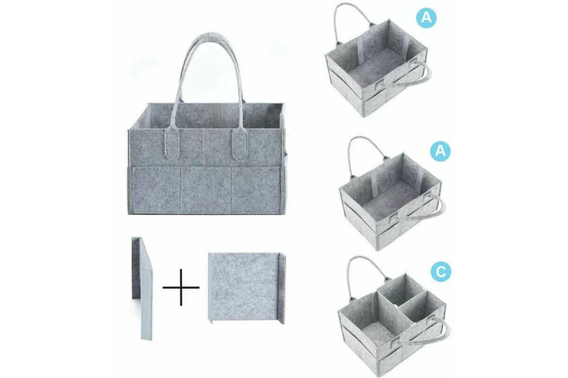Geanta pentru scutece si accesorii, WAYA, Pasla, Gri, 38x26x18 cm