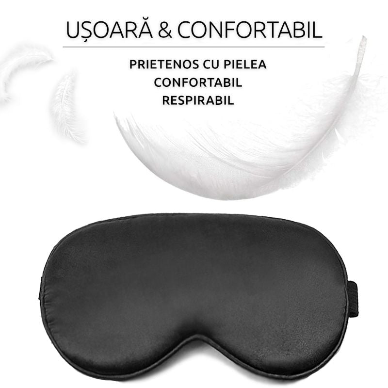 Masca de somn, WAYA, Curea elastica, Matase, Negru